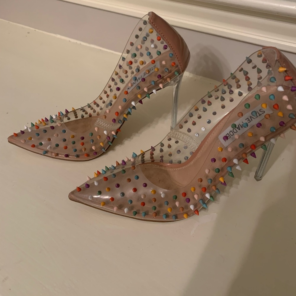 Steve Madden multicolor spiked heels.